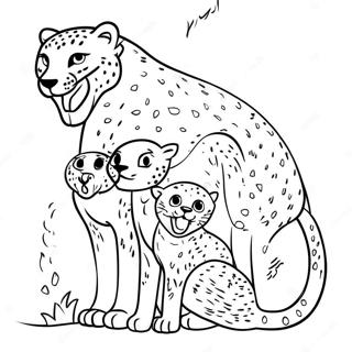 Gepardfamilj Som Leker Malarbild 17888 3908