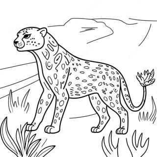 Gepard Som Smyger Pa Byte Malarbild 17891-3917