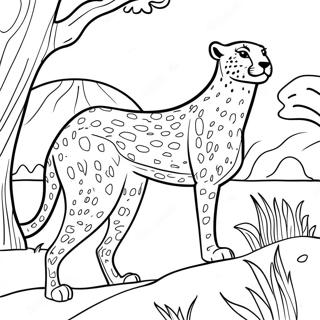 Gepard Som Smyger Pa Byte Malarbild 17891-3919