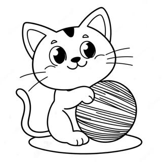 Tokig Katt Med En Garnboll Malarbild 2173 2565