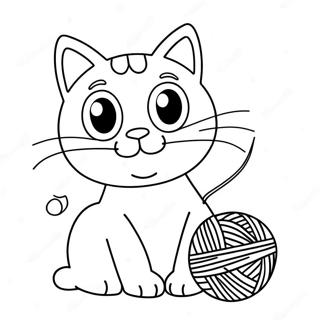 Tokig Katt Med En Garnboll Malarbild 2173 2568