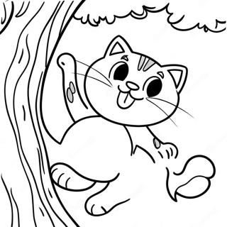 Aventyrlig Katt Som Klattrar I Ett Trad Malarbild 2175 286