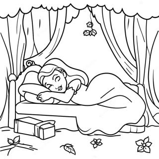 Sovande Skonhet Med Fortrollad Skogsbakgrund Malarbild 22231-4848