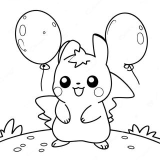 Sot Pikachu Med Ballonger Malarbild 2257-103