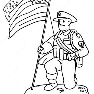 Modig Soldat Med Flagga Malarbild 23793-5185