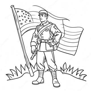 Modig Soldat Med Flagga Malarbild 23793-5186