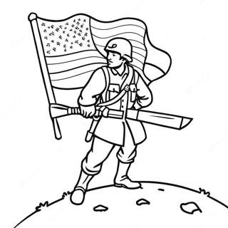 Modig Soldat Med Flagga Malarbild 23793-5187