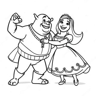 Shrek Och Fiona Dansar Malarbild 24078-5253