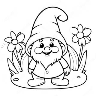 Glad Tomte Med Blommor Malarbild 24441-5322