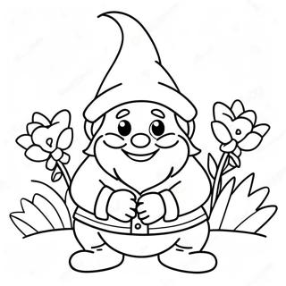 Glad Tomte Med Blommor Malarbild 24441-5323