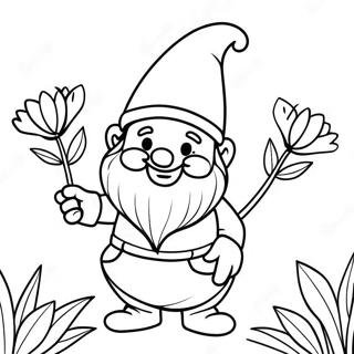 Glad Tomte Med Blommor Malarbild 24441-5324