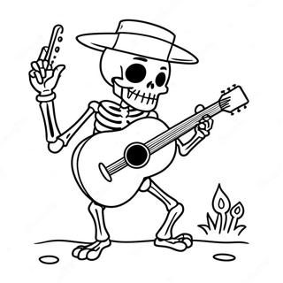 Roligt Skelett Spelar Gitarr Malarbild 24620-5376