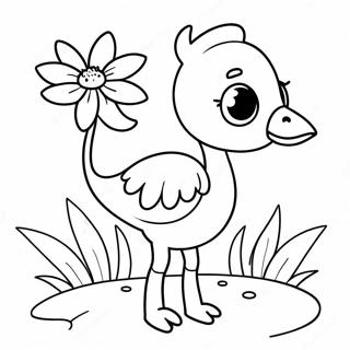 Sot Baby Flamingo Med En Blomma Malarbild 25712-5607