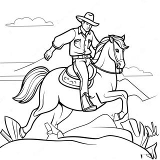 Cowboy Som Rider Pa En Hast Malarbild 27376-5954