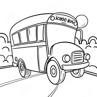 Tecknad Skolbuss Som Kor Pa En Vag Malarbild 29856-6502