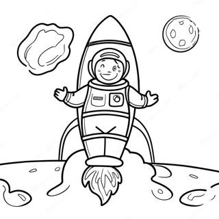 Aventyrlig Astronaut Aker Pa En Raket Malarbild 29952-6522