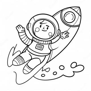 Aventyrlig Astronaut Aker Pa En Raket Malarbild 29952-6523