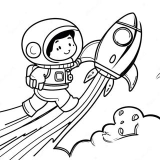 Aventyrlig Astronaut Aker Pa En Raket Malarbild 29952-6524