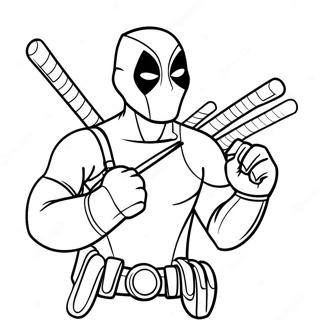 Rolig Deadpool Med Svard Malarbild 30557-6658