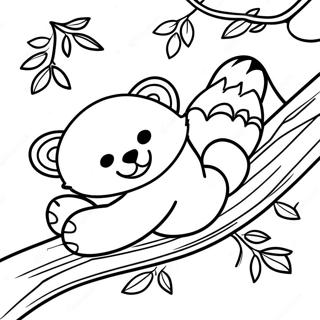 Sovande Rod Panda Som Sover Pa En Gren Malarbild 30728-6708
