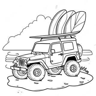Jeep Med Surfbrador Pa Taket Malarbild 30815-6727