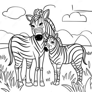 Zebra Familj I En Ang Malarbild 32021-6981