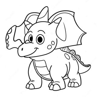 Tecknad Triceratops Som Leker Malarbild 32285-7037