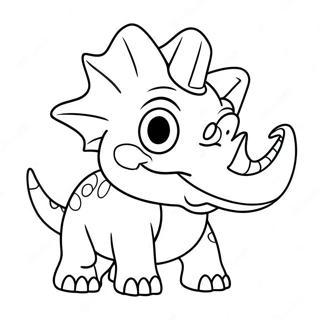 Tecknad Triceratops Som Leker Malarbild 32285-7038