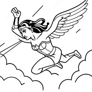 Wonder Woman Flyger Genom Himlen Malarbild 33796-7374