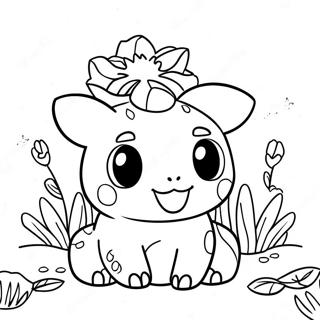 Sot Bulbasaur I En Blomstertradgard Malarbild 34159-7454