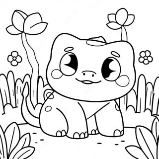 Sot Bulbasaur I En Blomstertradgard Malarbild 34159-7456