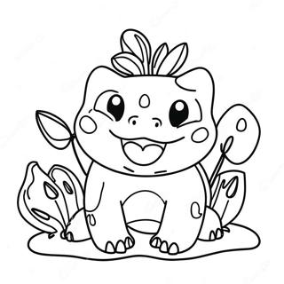 Glad Bulbasaur Med Ett Stort Leende Malarbild 34160-7457