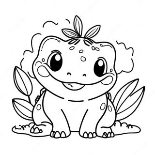 Glad Bulbasaur Med Ett Stort Leende Malarbild 34160-7459