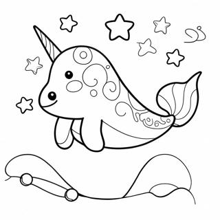 Fargglad Narval Med Stjarnor Malarbild 34261-7490