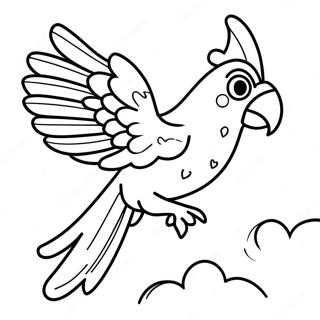 Majestatisk Papegoja Flyger I Himlen Malarbild 34528 7544