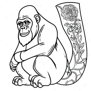 Vis Gammal Gorilla Som Sitter Malarbild 35156 7685