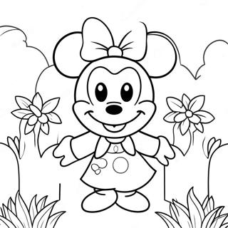 Minnie Mouse I En Blommig Tradgard Malarbild 3571-1965