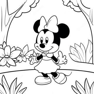 Minnie Mouse I En Blommig Tradgard Malarbild 3571-1966