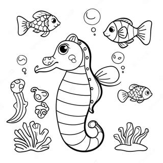 Glad Sjohast Med Fiskvanner Malarbild 36141 7911