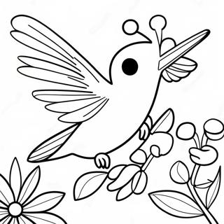 Majestatisk Kolibri Som Ater Blommor Malarbild 36514-7977