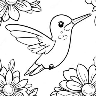 Majestatisk Kolibri Som Ater Blommor Malarbild 36514-7978