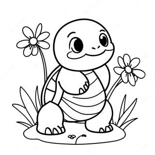 Glad Squirtle Med Blommor Malarbild 36599-7997