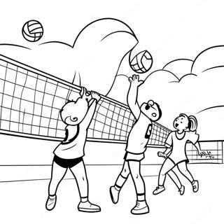 Spannande Volleybollmatch Malarbild 41086-8976