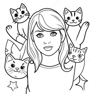 Taylor Swift Med Katter Malarbild 4110 1646