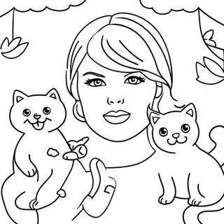 Taylor Swift Med Katter Malarbild 4110 1648