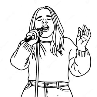 Billie Eilish Sjunger Pa Scenen Malarbild 41270-9018