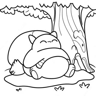 Snorlax Som Sover Under Ett Trad Malarbild 44349-9695