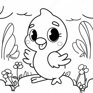 Glad Tweety Fagel I En Blomstertradgard Malarbild 44794-9797