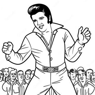 Elvis Upptrader Pa Scen Malarbild 46033-10085