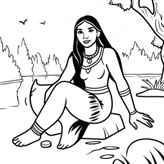 Pocahontas Sitter Vid Floden Malarbild 48268 10565